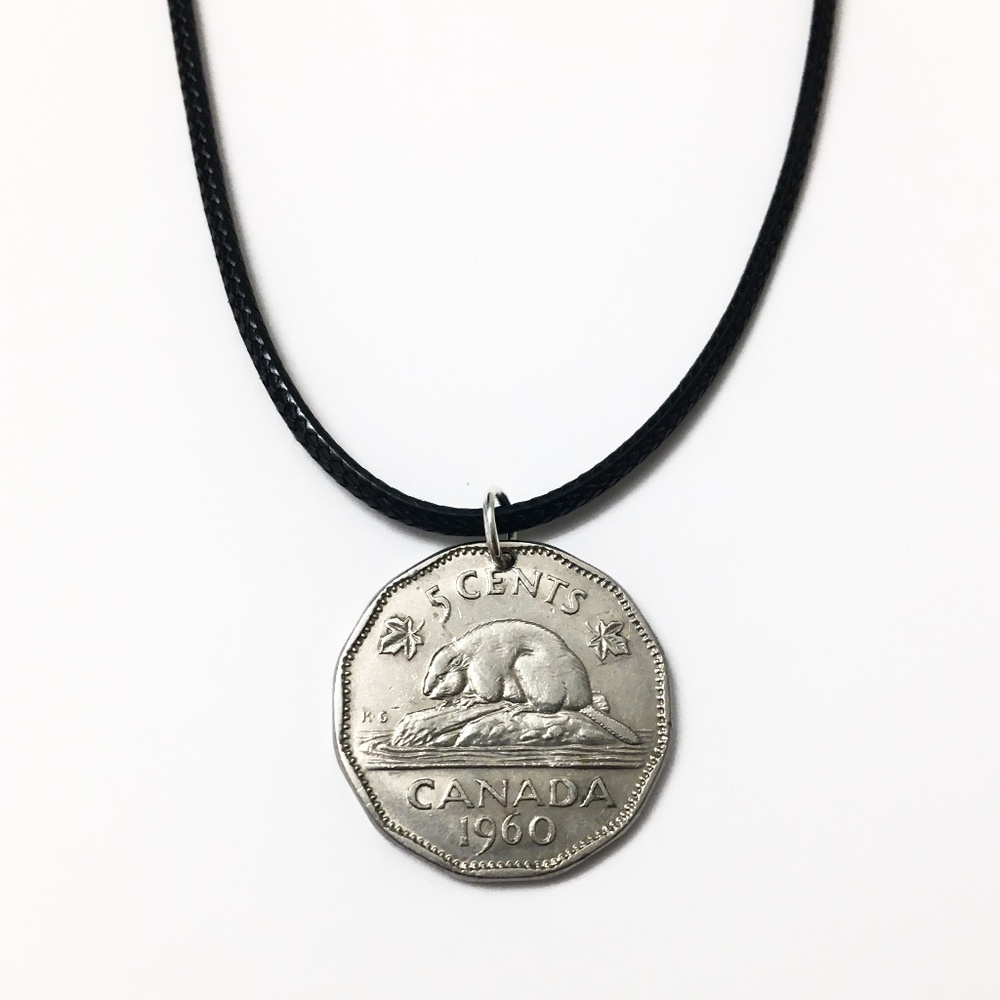 1960 Canadian Nickel Coin Necklace — Queen Elizabeth II